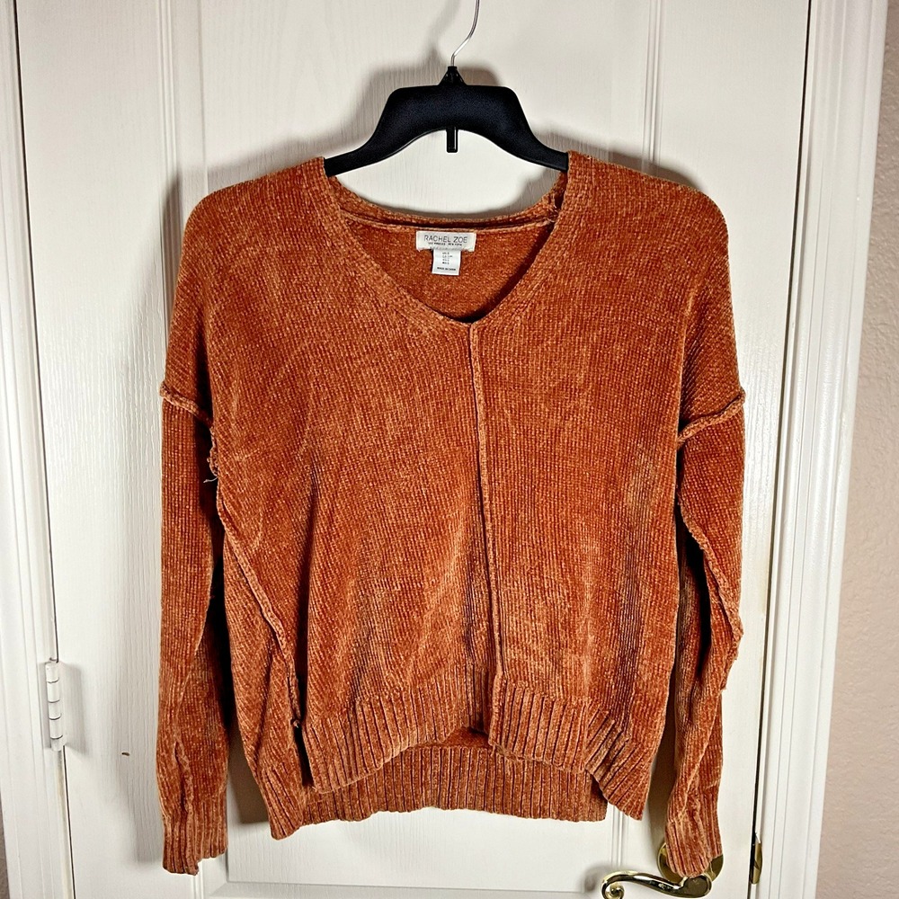 Rachel Zoe Women's Small Burnt Orange Pullover Sweater Ribbed Hem EUC Designer S